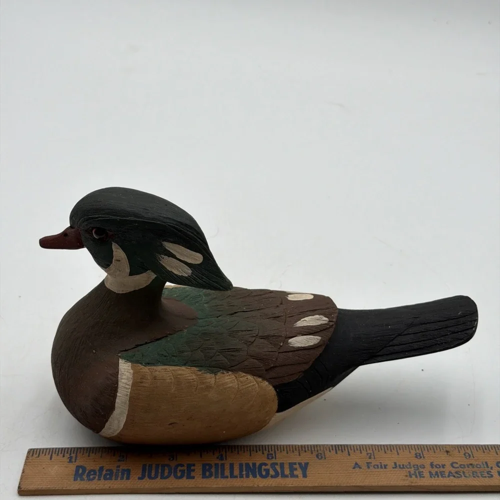 Vintage Craft-Tex American Wildlife Wood Duck Figurine Decoy 1985 Signed